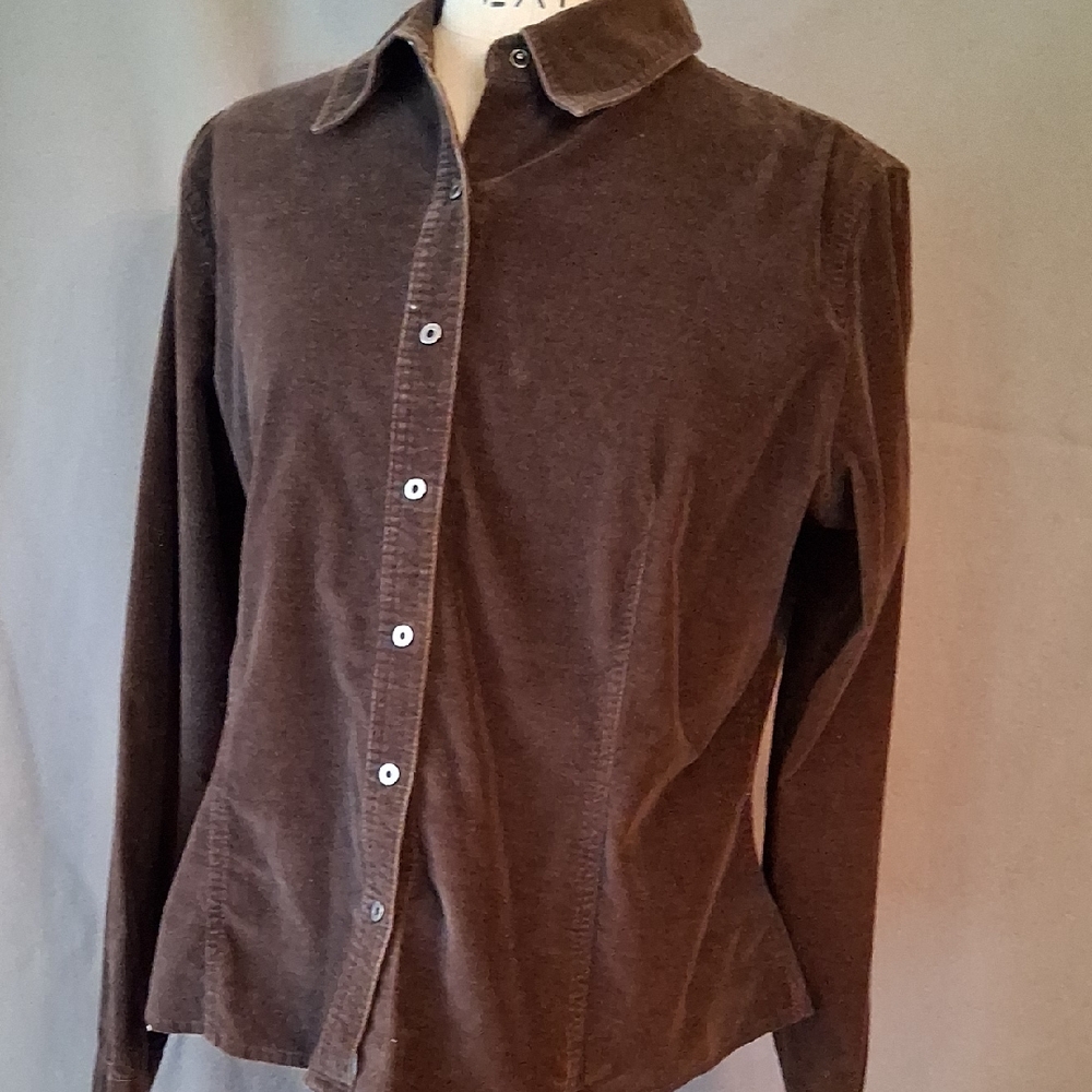Talbots brown corduroy snap-front shirt-sz L